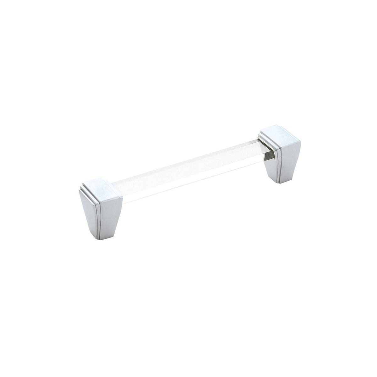 Belwith B077504-14: 128mm cc Belleclaire Cabinet Pull - Crysacrylic/Polished Nickel
