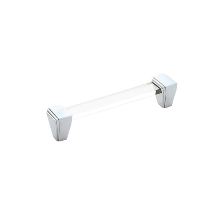 Belwith B077504-14: 128mm cc Belleclaire Cabinet Pull - Crysacrylic/Polished Nickel