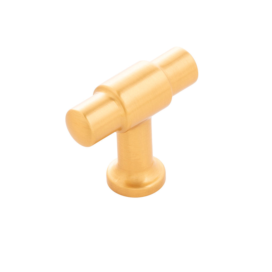 Hickory H077850BGB: 1-5/8" Piper T-Bar Cabinet Knob - Brushed Golden Brass