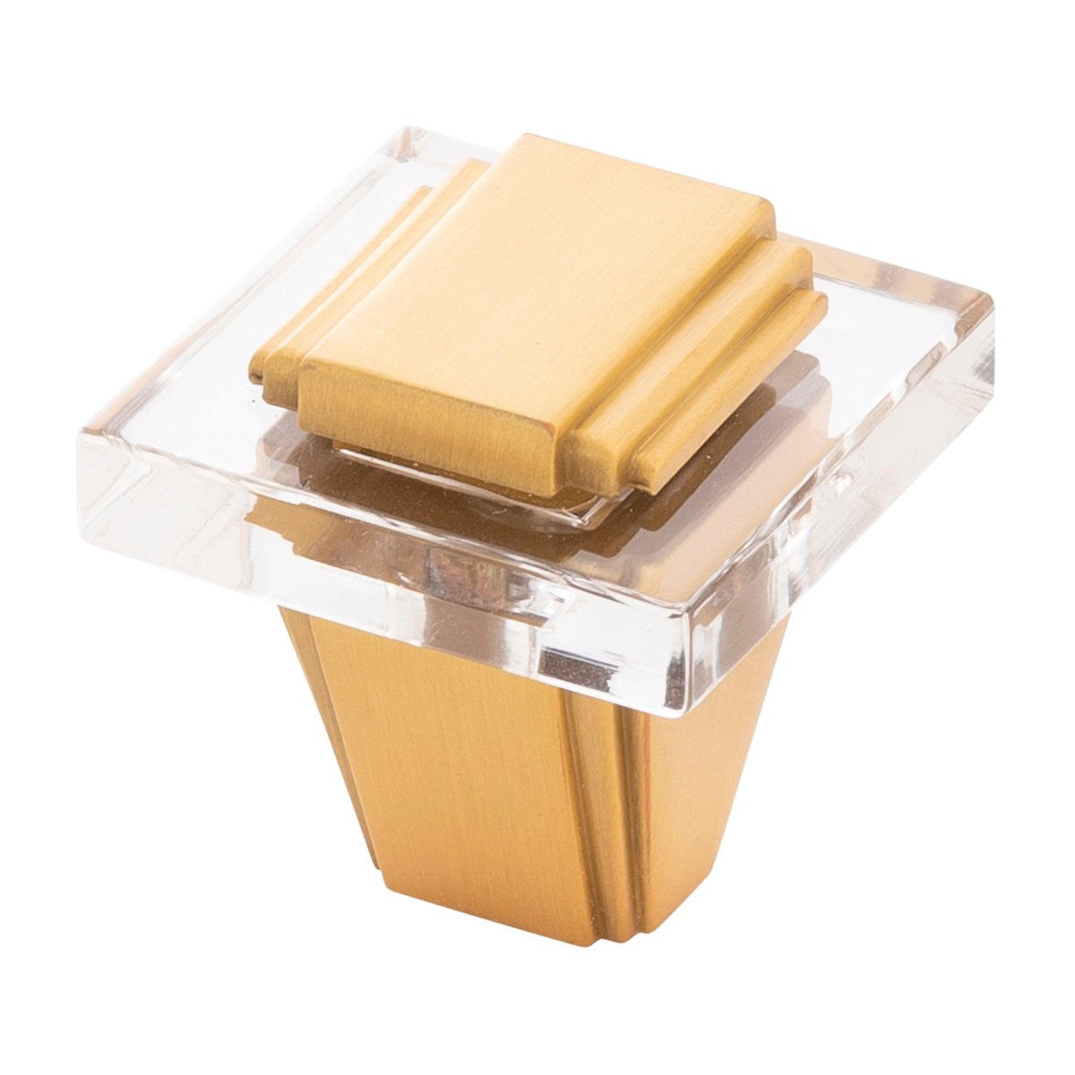 Belwith B077497-BGB: 1-1/4" Belleclaire Cabinet Knob - Crysacrylic/Brushed Golden Brass