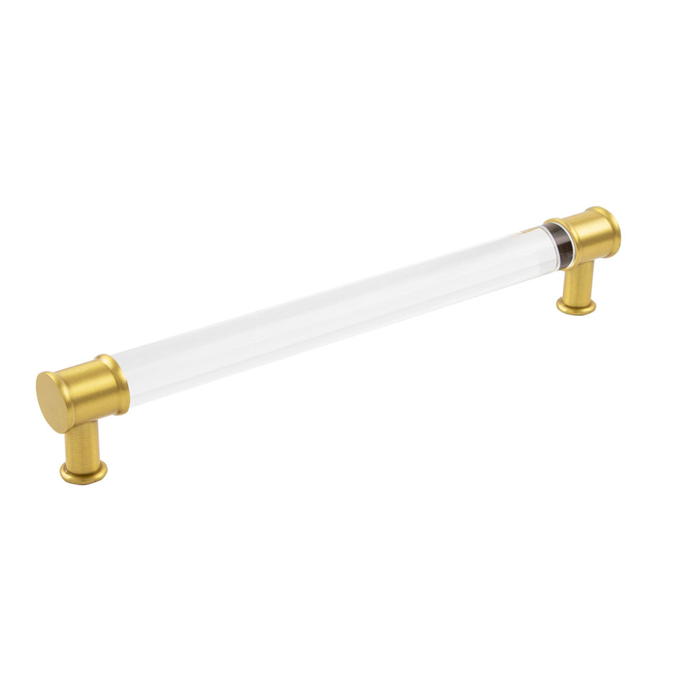 Hickory P3704-CABGB: 224mm cc Midway Cabinet Pull - Crysacrylic/Brushed Golden Brass