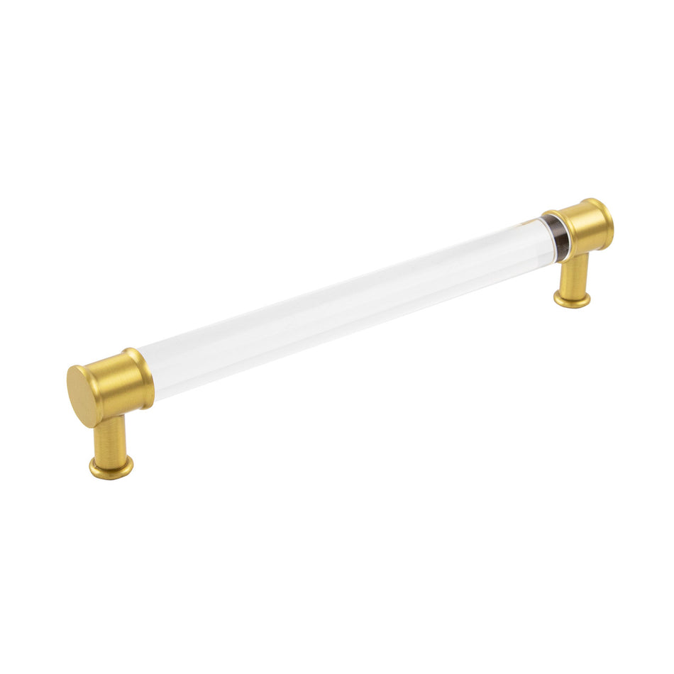 Hickory P3703-CABGB: 192mm cc Midway Cabinet Pull - Crysacrylic/Brushed Golden Brass