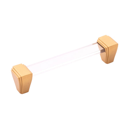 Belwith B077504-BGB: 128mm cc Belleclaire Cabinet Pull - Crysacrylic/Brushed Golden Brass