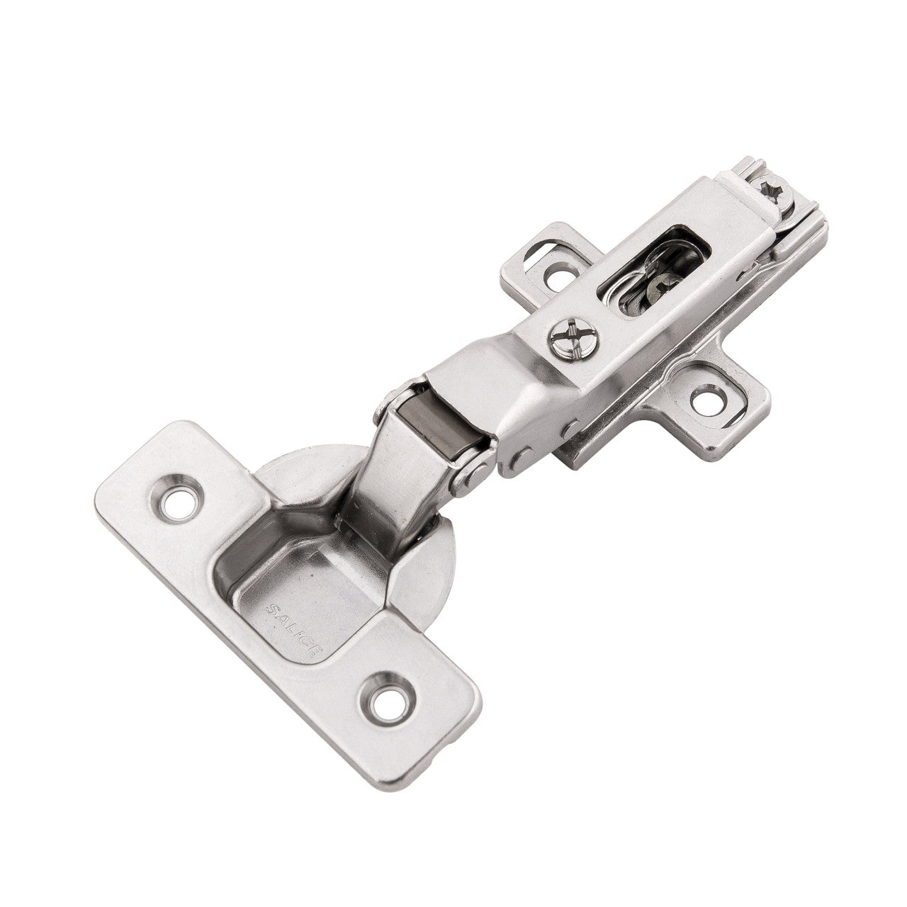 Hickory HH075222-14: Half Overlay Concealed Frameless Self-Close Cabinet Hinge (pair) - Polished Nickel