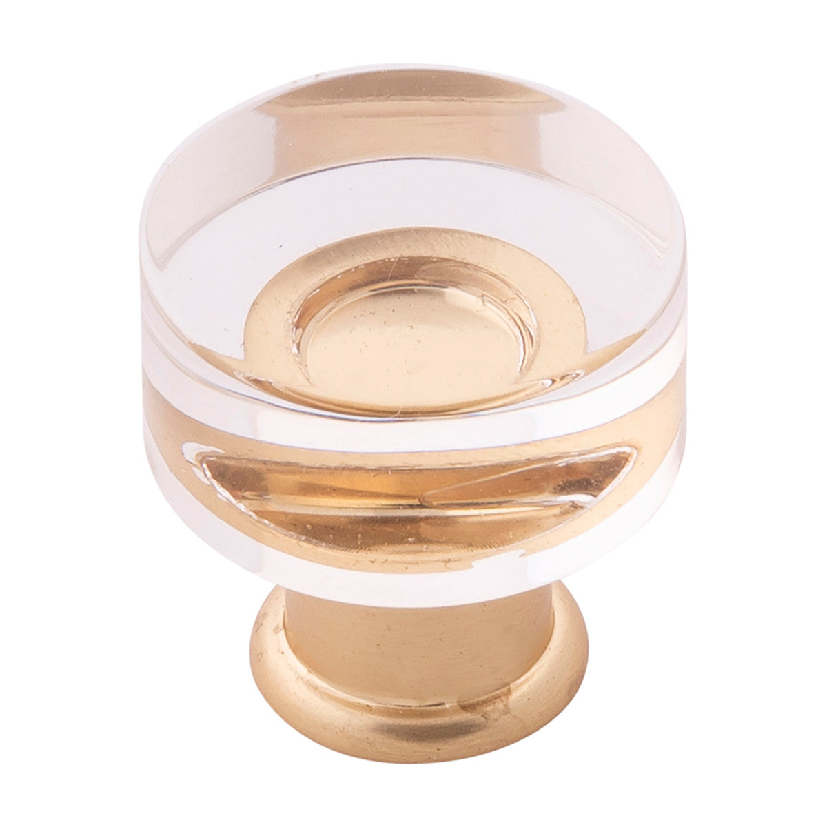 Hickory P3708-CABGB: 1" Midway Cabinet Knob - Crysacrylic/Brushed Golden Brass