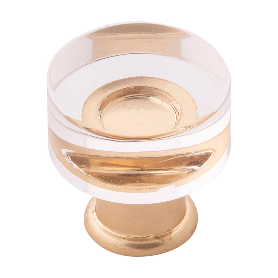 Hickory P3708-CABGB: 1" Midway Cabinet Knob - Crysacrylic/Brushed Golden Brass