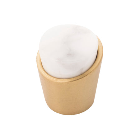 Belwith B077038MW-BGB: 1-1/4" Firenze Cabinet Knob - White Marble/Brushed Golden Brass