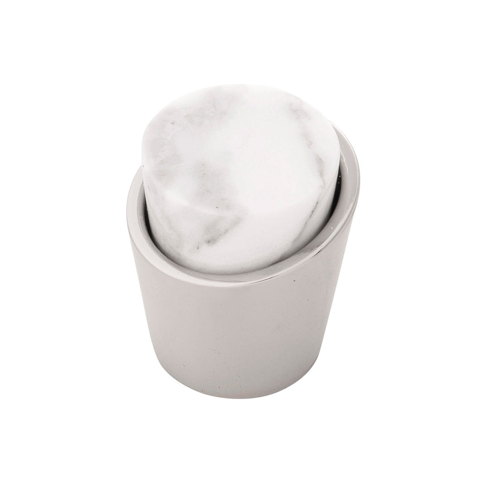 Belwith B077038MW-14: 1-1/4" Firenze Cabinet Knob - White Marble/Polished Nickel