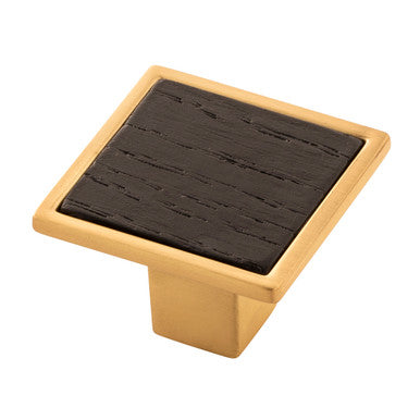 Belwith B076617WB-BGB: 1-7/16" Fuse Cabinet Knob - Brushed Golden Brass/Black Wood