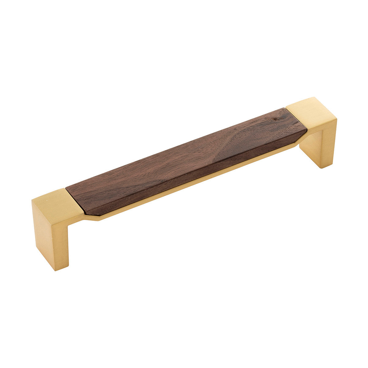 Belwith B076710WN-BGB: 160mm cc Fuse Cabinet Pull - Brushed Golden Brass/Walnut
