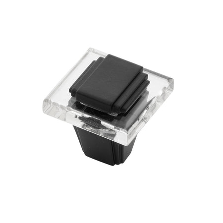 Belwith B077497-MB: 1-1/4" Belleclaire Cabinet Knob - Crysacrylic/Matte Black