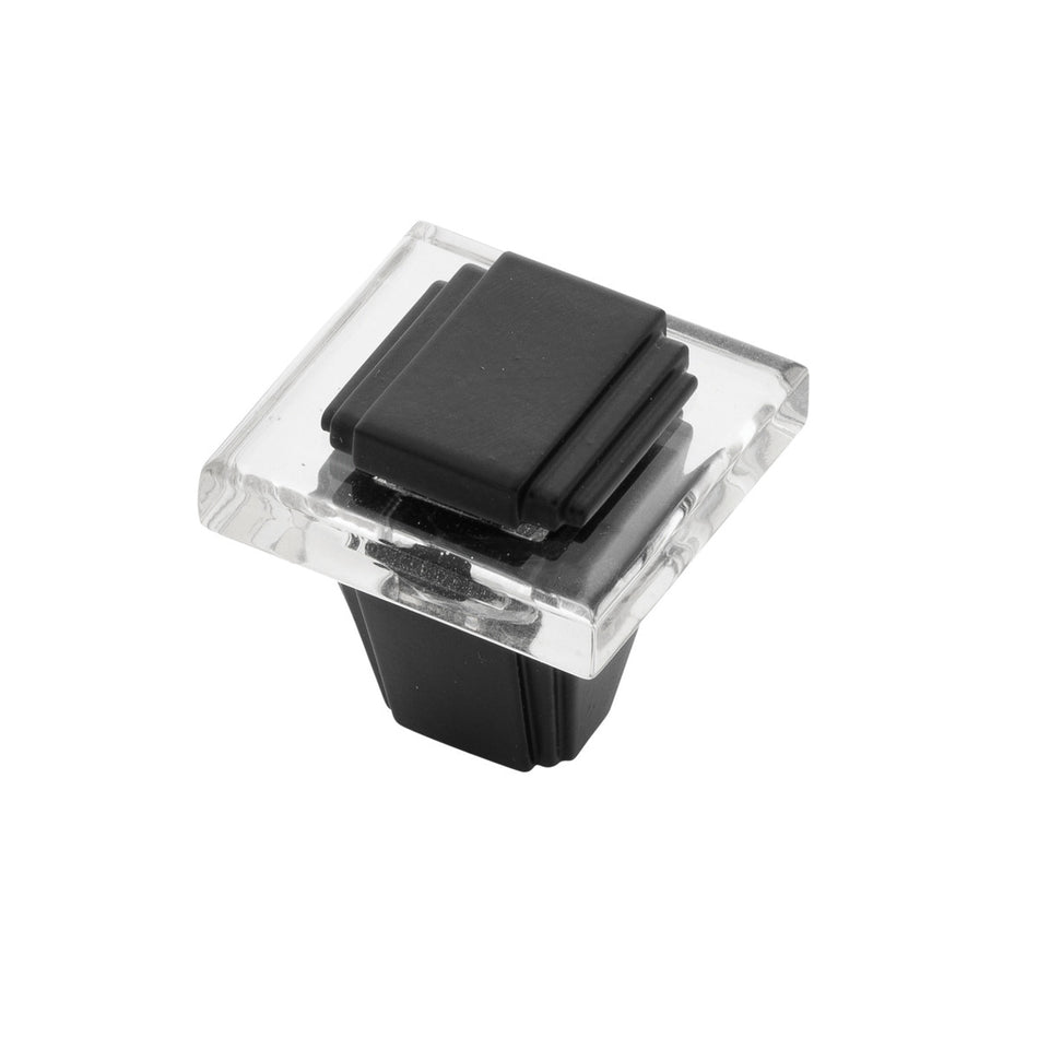 Belwith B077497-MB: 1-1/4" Belleclaire Cabinet Knob - Crysacrylic/Matte Black