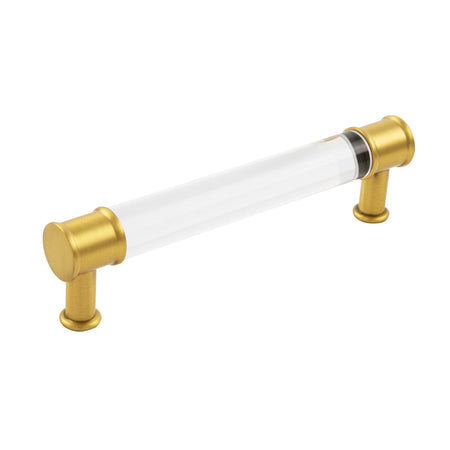 Hickory P3635-CABGB: 128mm cc Midway Cabinet Pull - Crysacrylic/Brushed Golden Brass