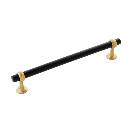 Belwith B077525-MBBGB: 192mm cc Ostia Cabinet Pull - Matte Black and Brushed Golden Brass