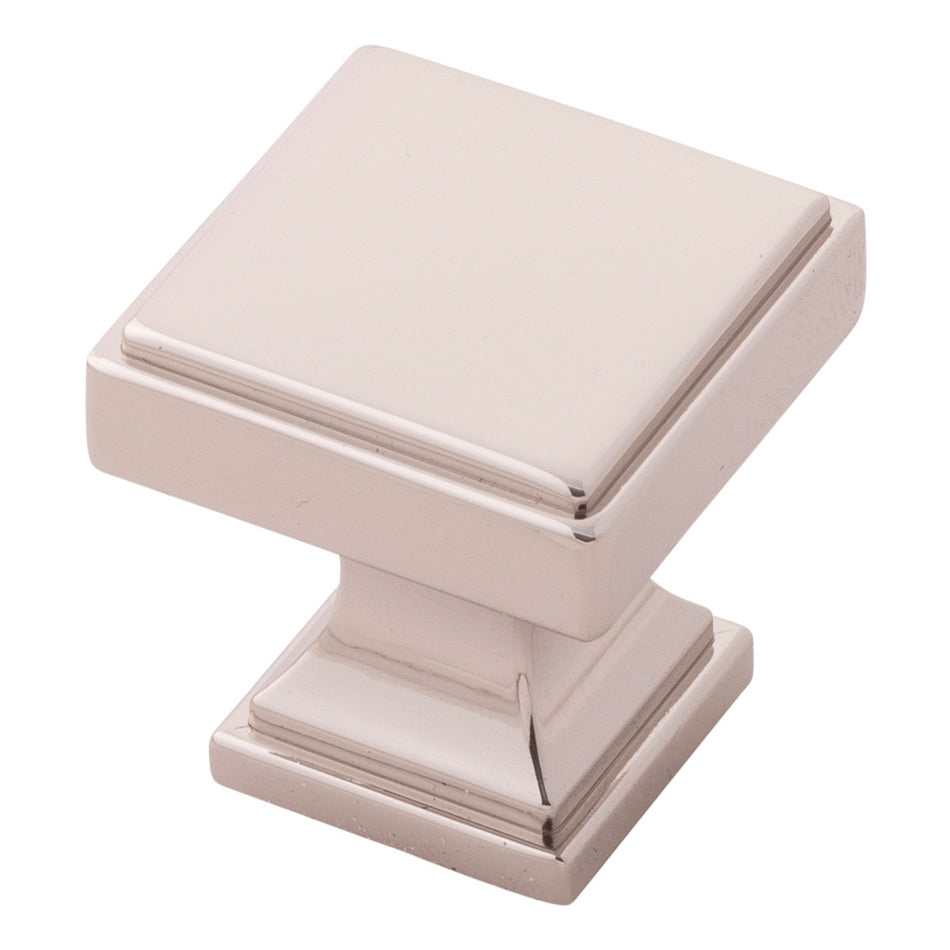 Belwith B077458-14: 1-1/8" Brownstone Cabinet Knob - Polished Nickel