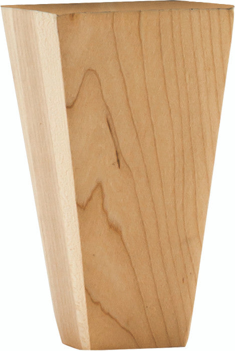 Hardware Resources BF34-5-RW: Square Tapered Shaker Bun Foot - Rubberwood