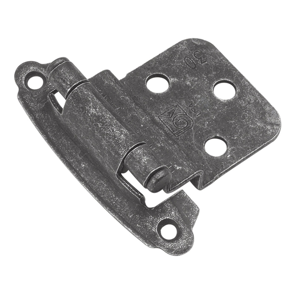 Hickory P243-VP: Surface Mount/Inset Self-Closing Cabinet Hinge (pair) - Vibra Pewter