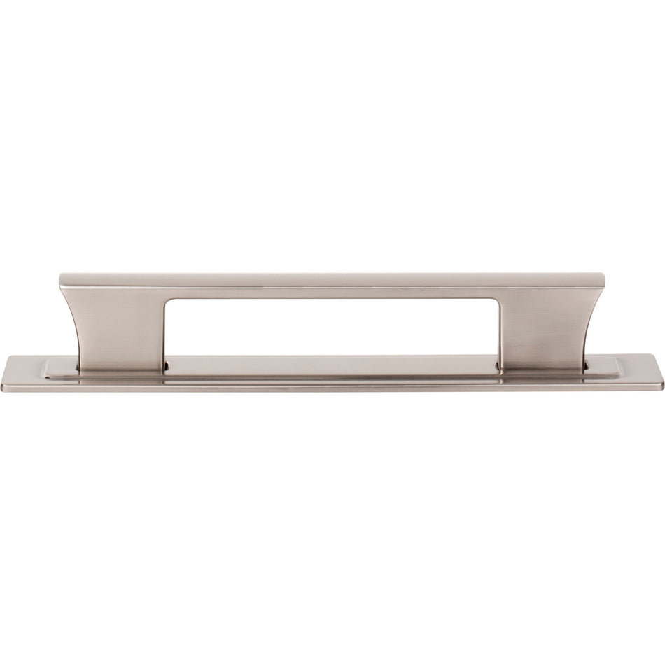 Atlas A6003-BRN: 5-1/16" cc Zander Bar Cabinet Pull w/Backplate - Brushed Nickel