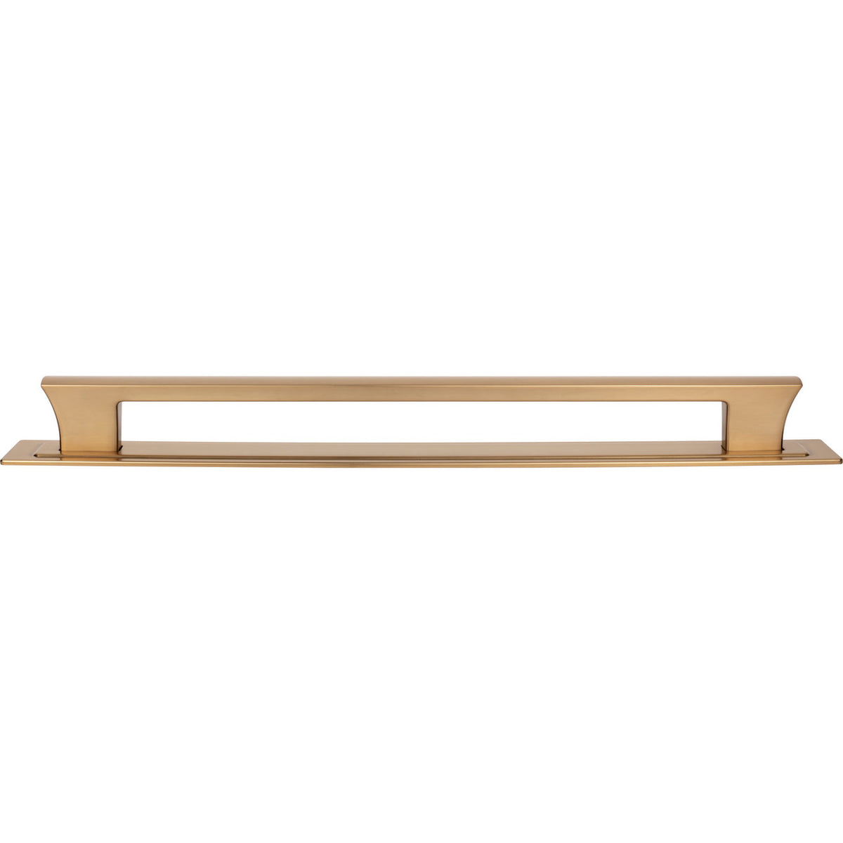 Atlas A6009-WB: 18" cc Zander Bar Appliance Pull w/Backplate - Warm Brass