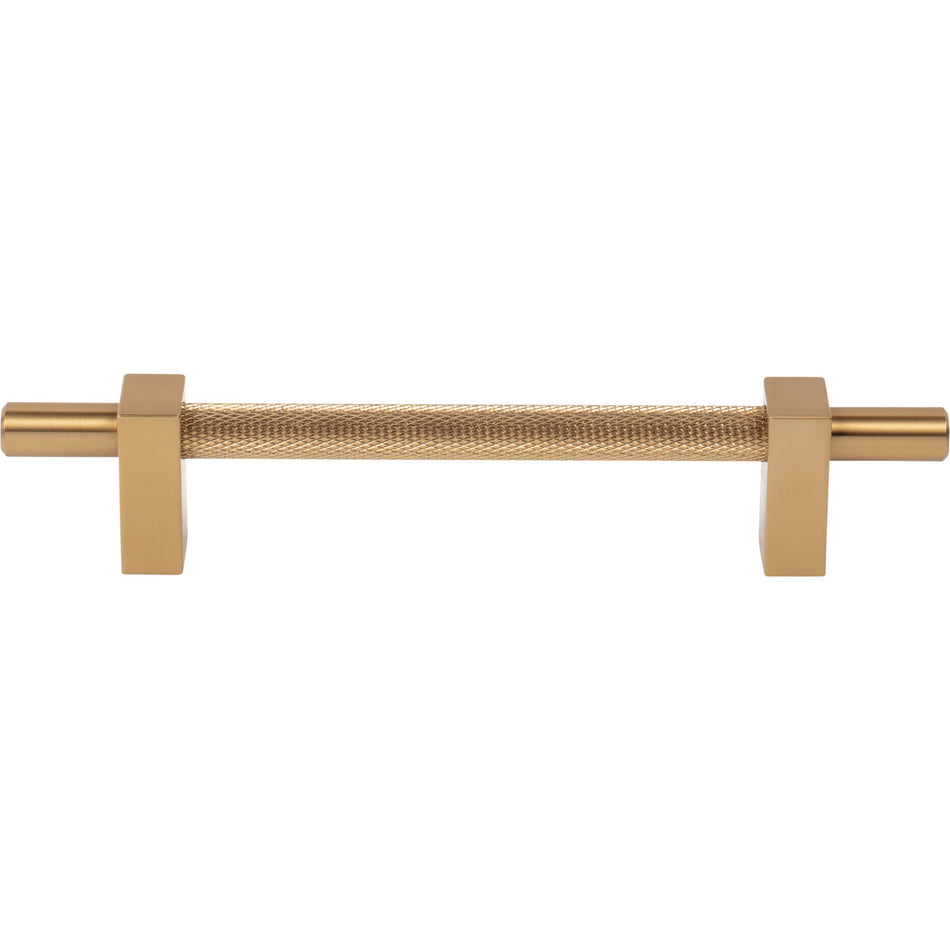 Jeffrey Alexander 598-128SBZ: 128mm cc Larkin Knurled Center Bar Cabinet Pull - Satin Bronze