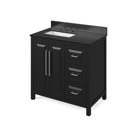 Jeffrey Alexander 36" Cade Single Bowl Vanity - Black Cabinet with Black Granite Top