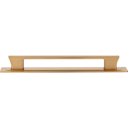 Atlas A6005-WB: 7-9/16" cc Zander Bar Cabinet Pull w/Backplate - Warm Brass