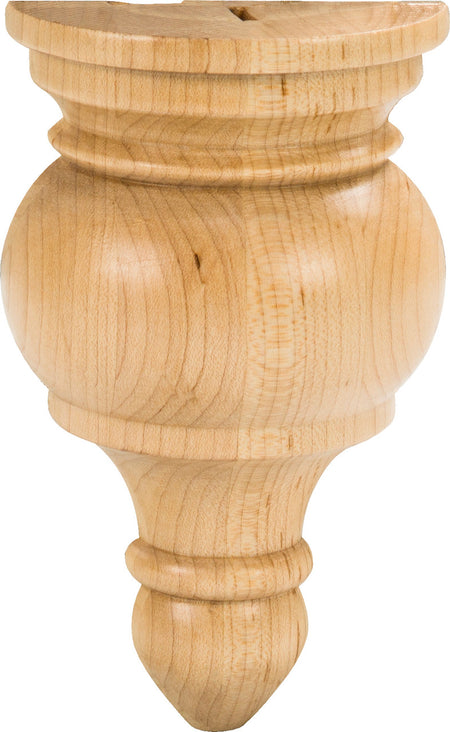 Hardware Resources TF250OK: 3-1/4" x 1-5/8" x 5-1/2" Half Round Traditional Transition Finial - Oak