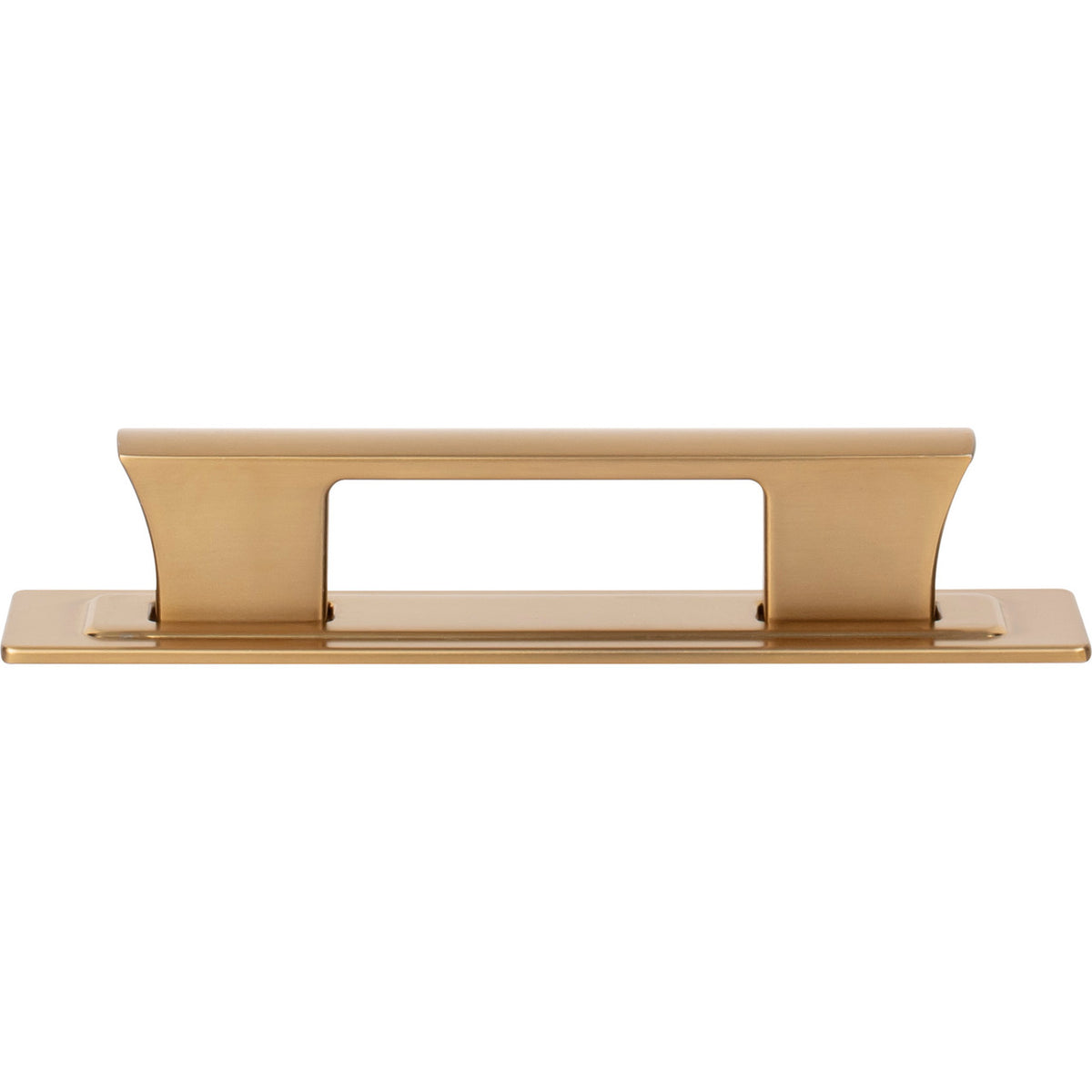 Atlas A6002-WB: 3-3/4" cc Zander Bar Cabinet Pull w/Backplate - Warm Brass