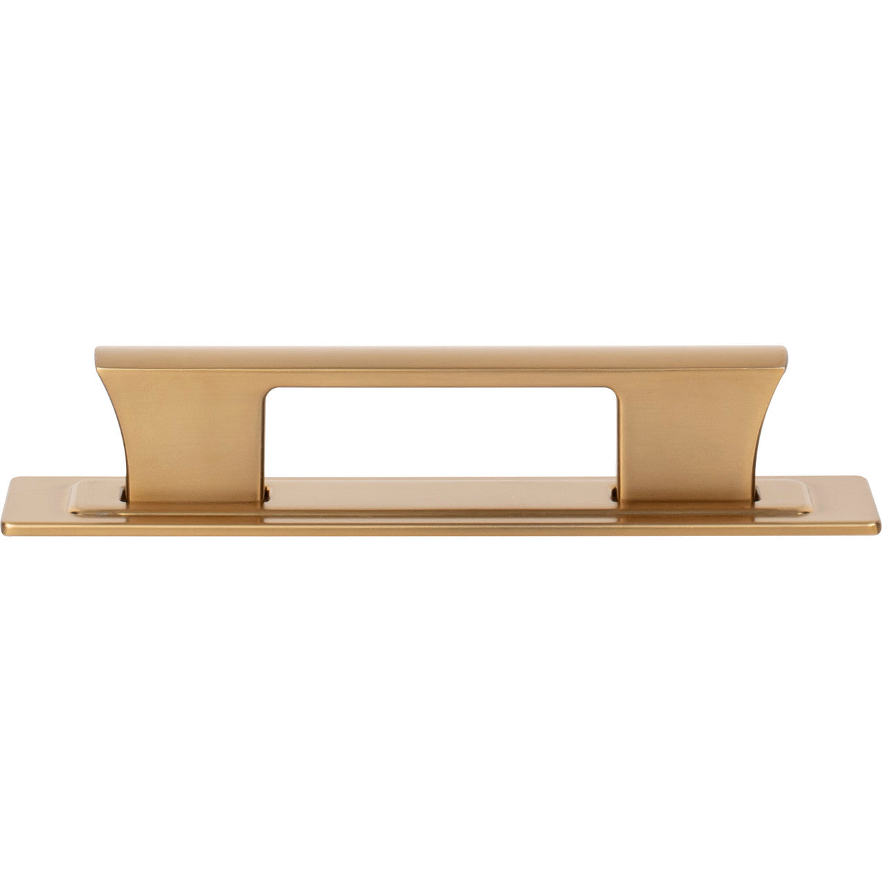 Atlas A6002-WB: 3-3/4" cc Zander Bar Cabinet Pull w/Backplate - Warm Brass
