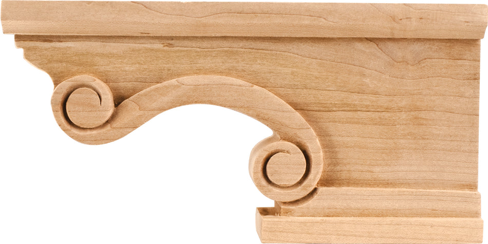 Hardware Resources PFR2-RW: 8-1/4" x 1-1/2" x 4-1/2" Scrolled Right Corner Foot - Rubberwood