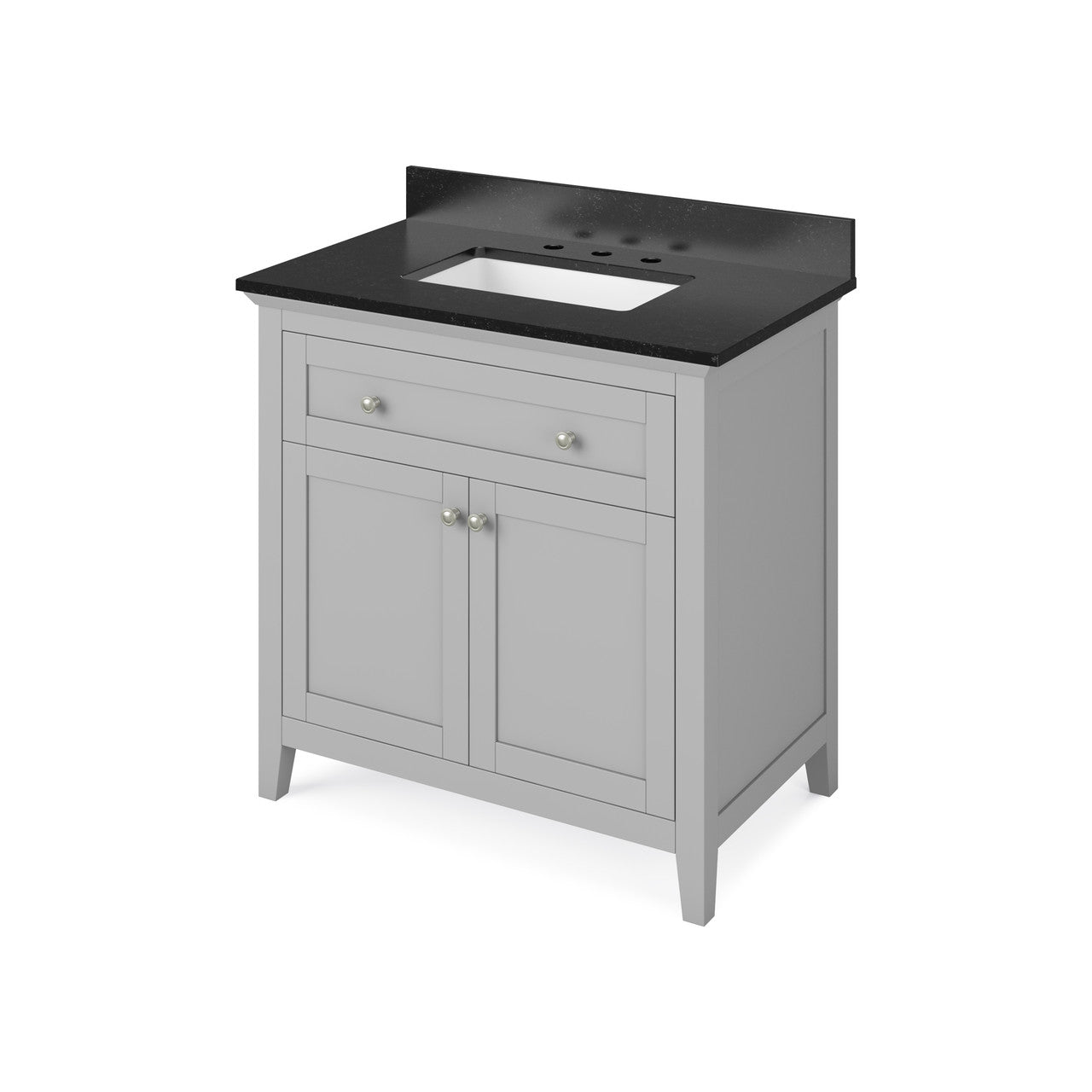 Jeffrey Alexander 36" Chatham Single Bowl Vanity - Grey Cabinet with Black Granite Top