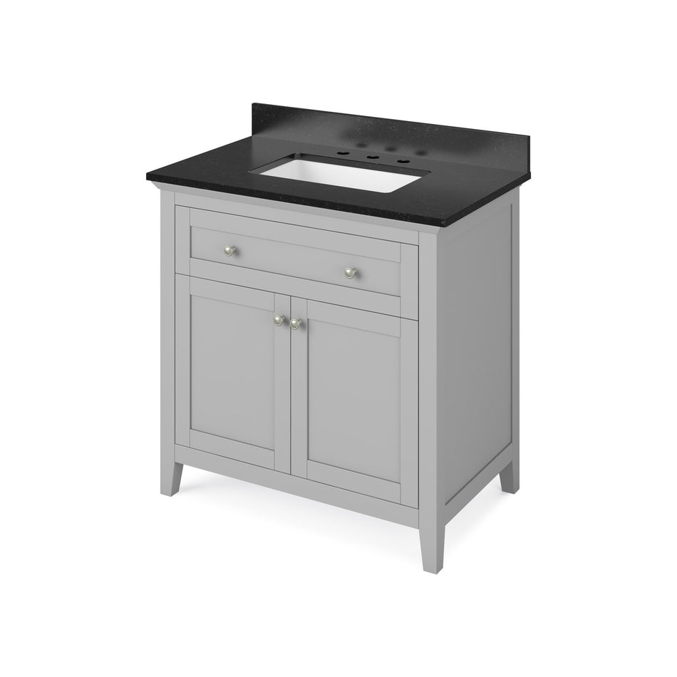 Jeffrey Alexander 36" Chatham Single Bowl Vanity - Grey Cabinet with Black Granite Top