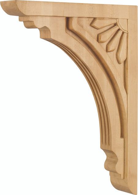 Hardware Resources COR5-4RW: 2" x 10-11/16" x 14" Art Deco Corbel - Rubberwood
