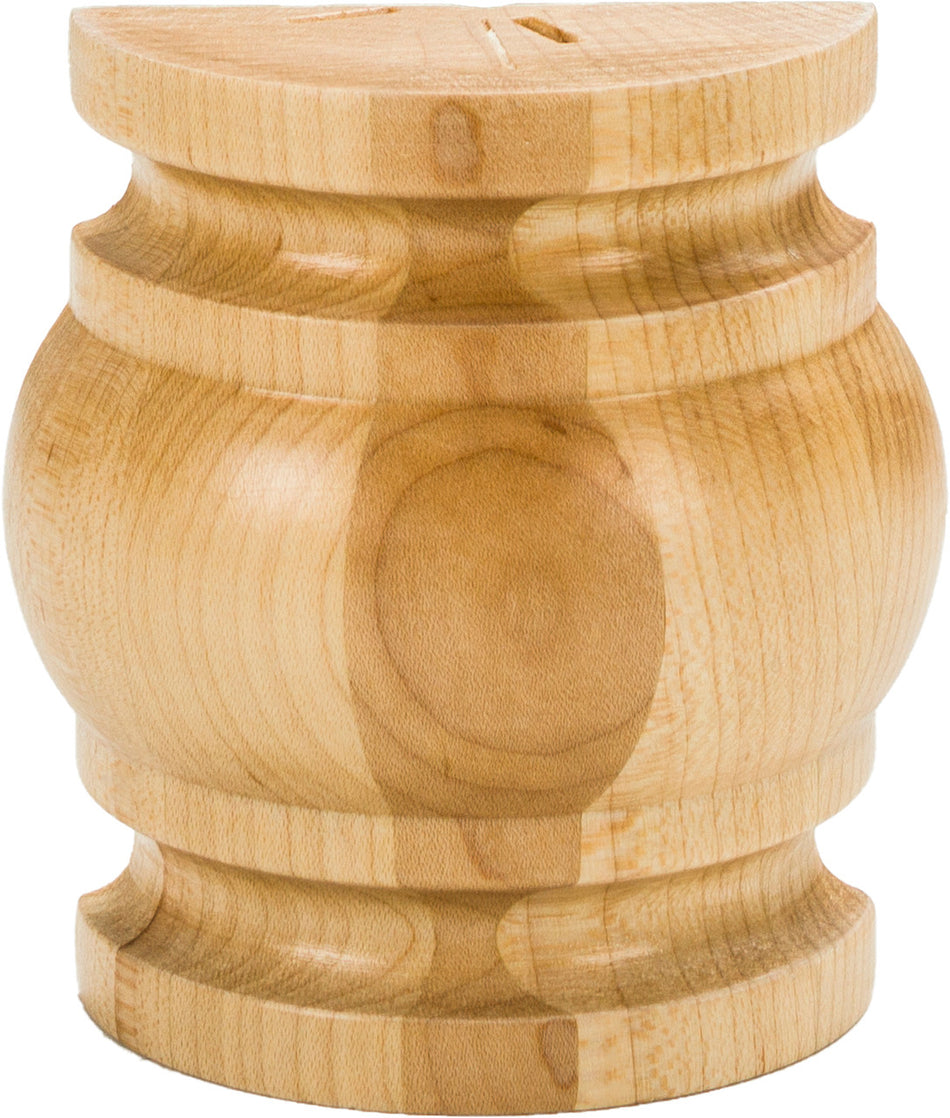 Hardware Resources SPLICE250HMP: 3-1/4" x 1-5/8" x 3-1/2" Half Round Spool Splice - Hard Maple