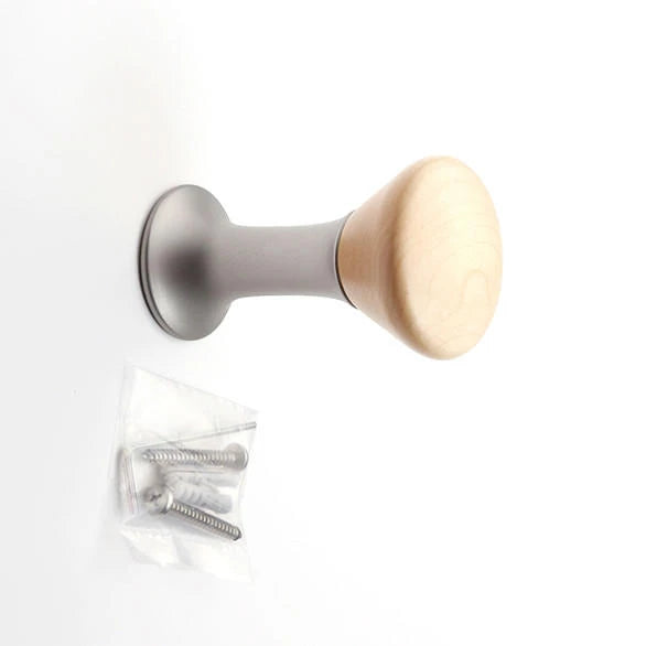 Sugatsune PXB-WC05-111-HM: 83mm Wood Chic Wall Hook - Hard Maple/Dull Nickel