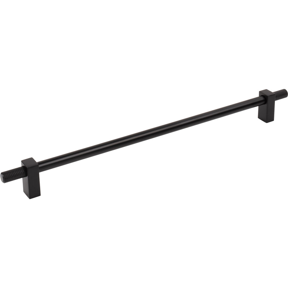 Jeffrey Alexander 698-305MB: 305mm cc Larkin Knurled Ends Bar Cabinet Pull - Matte Black
