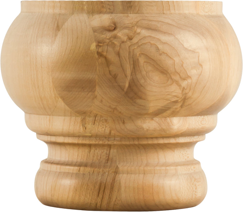 Hardware Resources BF70ALD: 4-3/4" x 4" Reversible Turned Bun Foot - Alder