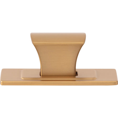 Atlas A6001-WB: 1-1/4"  Zander Rectangle Cabinet Knob w/Backplate - Warm Brass