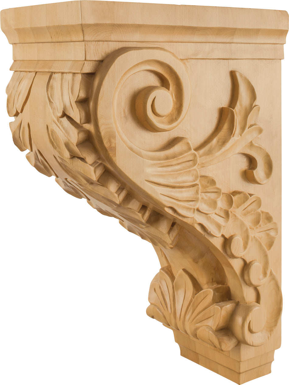 Hardware Resources CORBB-24WB: 9-1/2" x 16" x 24" Acanthus Corbel - White Birch