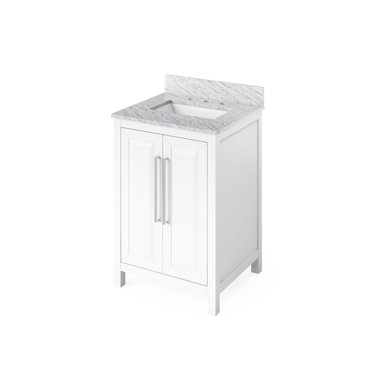 Jeffrey Alexander 24" Cade Single Bowl Vanity - White Cabinet with White Carrara Marble Top