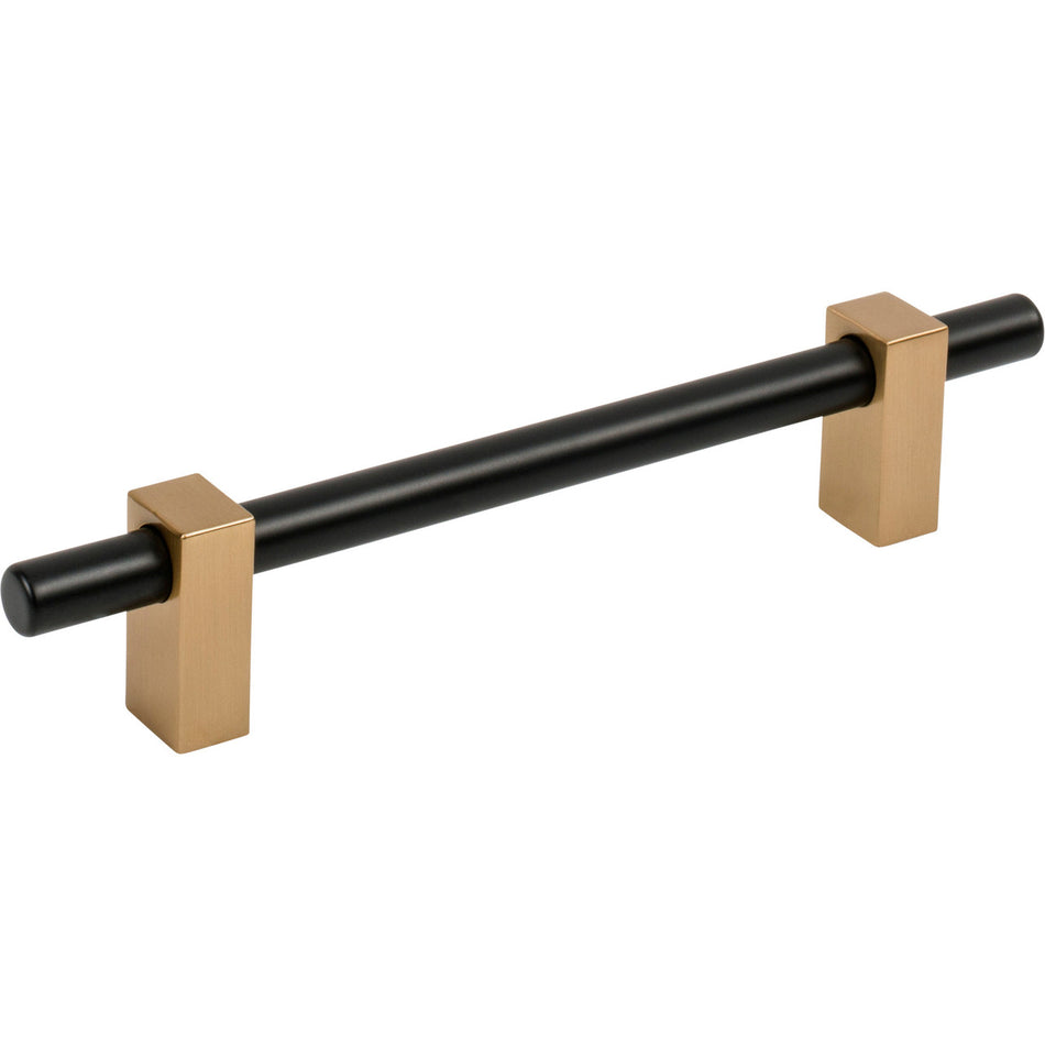Jeffrey Alexander 478-128MBSBZ: 128mm cc Larkin Bar Cabinet Pull - Satin Bronze/Matte Black