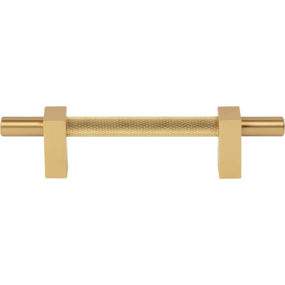 Jeffrey Alexander 598-96BG: 96mm cc Larkin Knurled Center Bar Cabinet Pull - Brushed Gold
