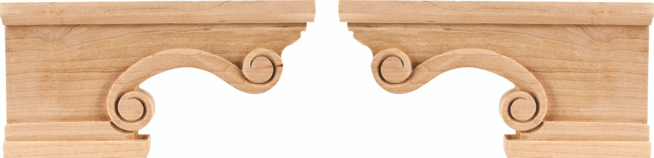 Hardware Resources PFR2-CH: 8-1/4" x 1-1/2" x 4-1/2" Scrolled Right Corner Foot - Cherry