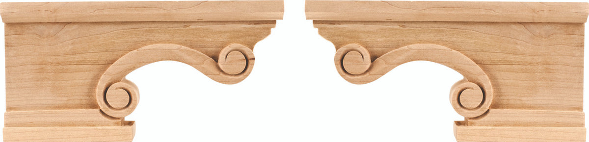 Hardware Resources PFR2-OK: 8-1/4" x 1-1/2" x 4-1/2" Scrolled Right Corner Foot - Oak