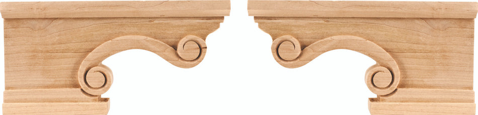 Hardware Resources PFR2-RW: 8-1/4" x 1-1/2" x 4-1/2" Scrolled Right Corner Foot - Rubberwood