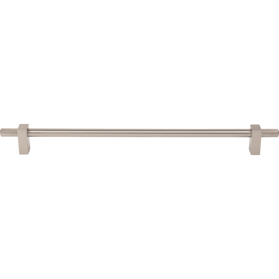 Jeffrey Alexander 698-305SN: 305mm cc Larkin Knurled Ends Bar Cabinet Pull - Satin Nickel
