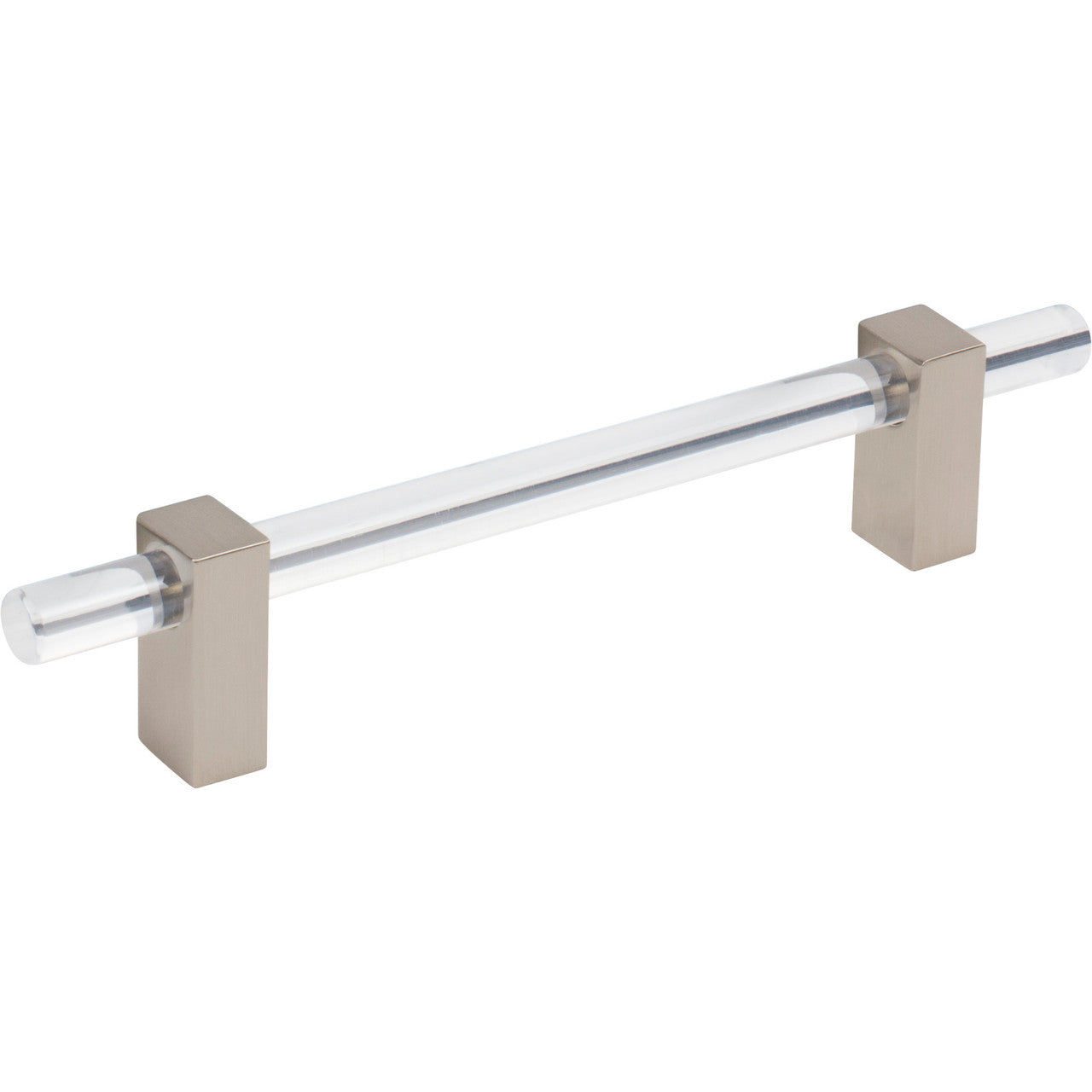 Jeffrey Alexander 578-128SN: 128mm cc Spencer Bar Cabinet Pull - Satin Nickel/Clear Acrylic