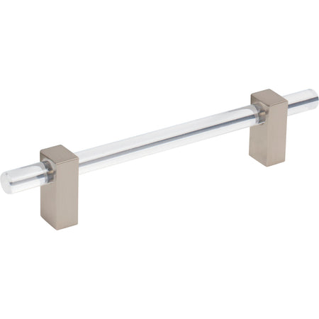 Jeffrey Alexander 578-128SN: 128mm cc Spencer Bar Cabinet Pull - Satin Nickel/Clear Acrylic