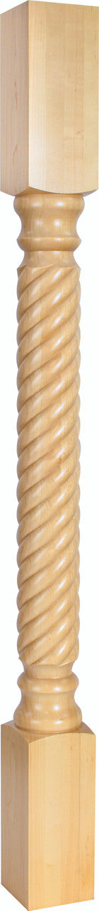 Hardware Resources P3-42RW: 3-1/2" x 3-1/2" x 42" Rope Post - Rubberwood
