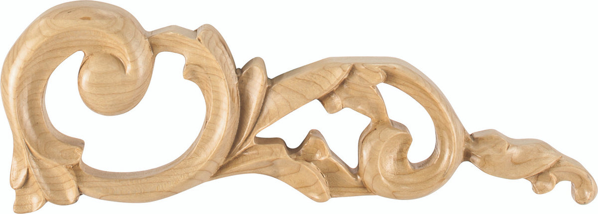 Hardware Resources ONL-06-RRW: 10"-1/4x 3/4" x 3-1/2" Acanthus Half Onlay (right) - Rubberwood